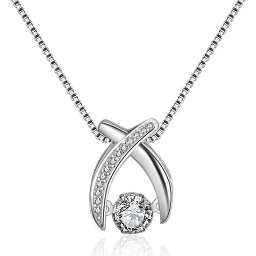 New 2017 Fashion Shiny Zircon Design 925 Sterling Silver Pendant Necklaces for Women Box Chain Jewelry Gift Wholesale Hot Sale
