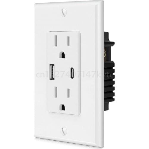 OOTDTY US Standard Wall Socket USB Type A Type C Charge Power Adapter Duplex Outlets