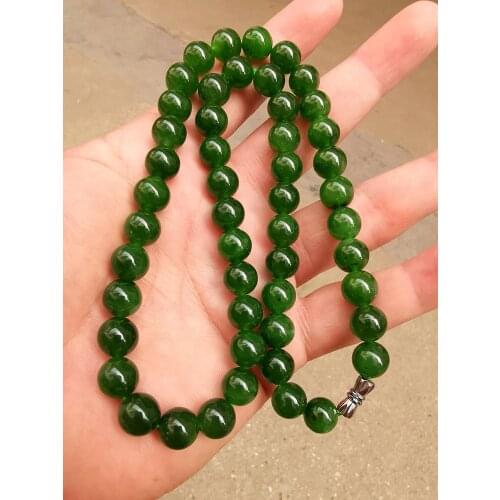 Natural green jade necklace real jasper 10mm beads necklaces jadeite jade jewelry men necklace long necklace