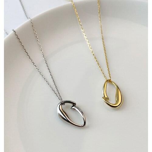 18K Gold Authentic 925 Sterling silver Open Irregular Geometric pendant necklace Jewelry Charms TLX2177