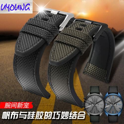 Nylon canvas +silicone watch band matching DS DZ4500 DZ4506 DS4318 original paragraph 24 26 28mm watch strap