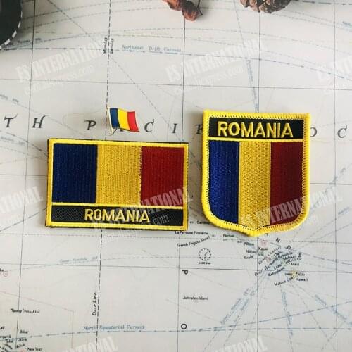 National Flag Embroidery Patches and Metal Flag Lapel Pin ROMANIA