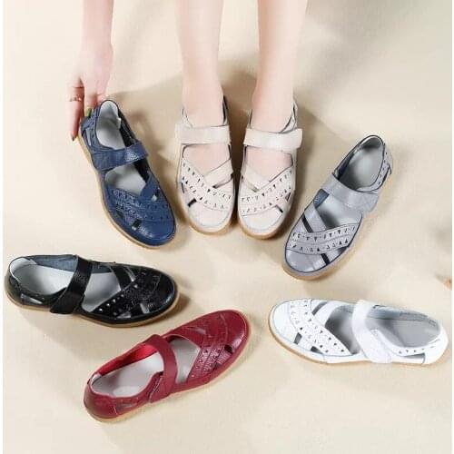 Womens Sandals Summer Leather Bag Head Hollow Casual shoes Soft Bottom Anti Slip Comfortable Multicolor Large Size Sandals