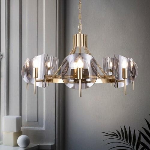 Modern Glass Led Pendant Lights Gold Metal Living Room Led Pendant Chandelier Light Lighting Bedroom Led Hanging Lamp Fixtures