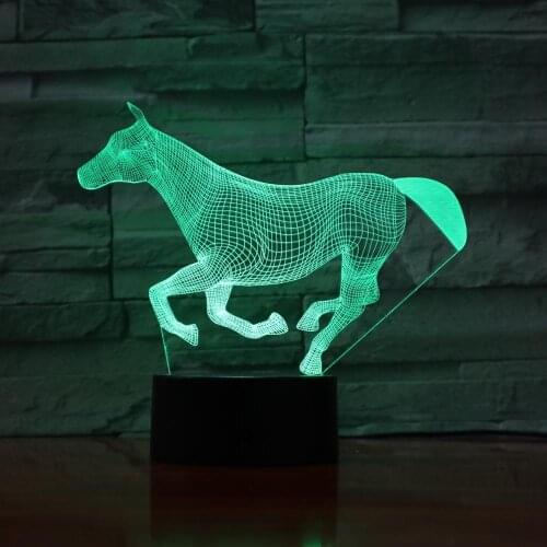 7 Colors Changing Animal LED Night light runing Horse 3D Desk Table Lamp USB Luces Navidad Lampara Baby Kid Birthday Gift 750