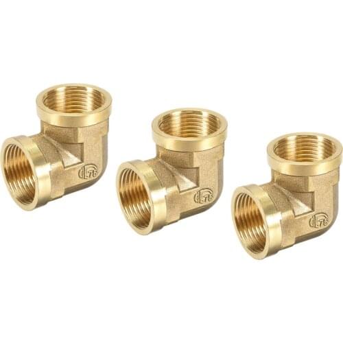 Uxcell Brass Pipe Fitting 90 Degree Elbow G3/4 Female x G3/4 Female 3pcs