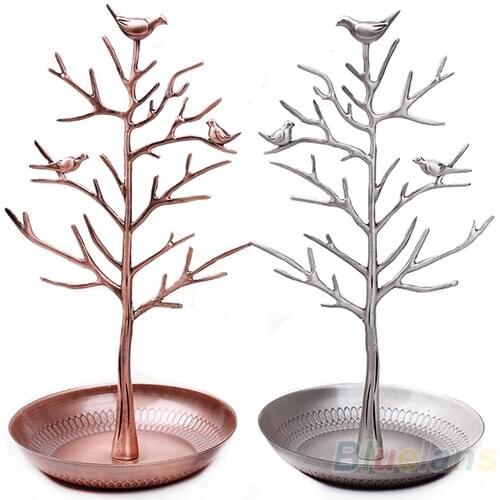 Vintage Bird Tree Stand Jewelry Earring Necklace Ring Show Rack Holder Display jewelry holder 08ES