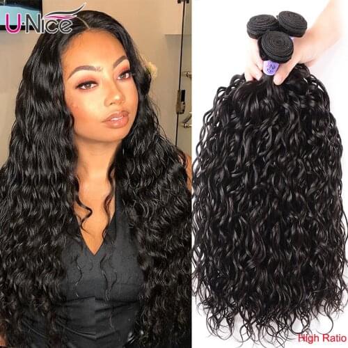Unice Hair Kysiss Water Wave Bundles High Ratio Brazilian Hair Extension Virgin hair 8-26 inch 1/3/4 Piece 100% Human Hair Weave