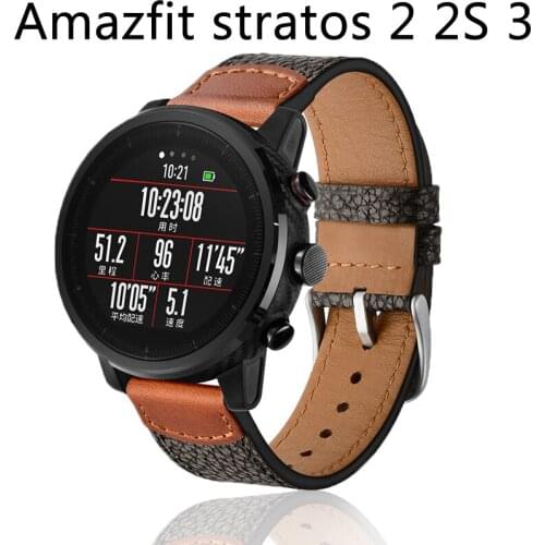 High quality Huami Amazfit Stratos 2 2s 3 strap Smart watch band Leather wristband amazfit pace bracelet belt 22mm