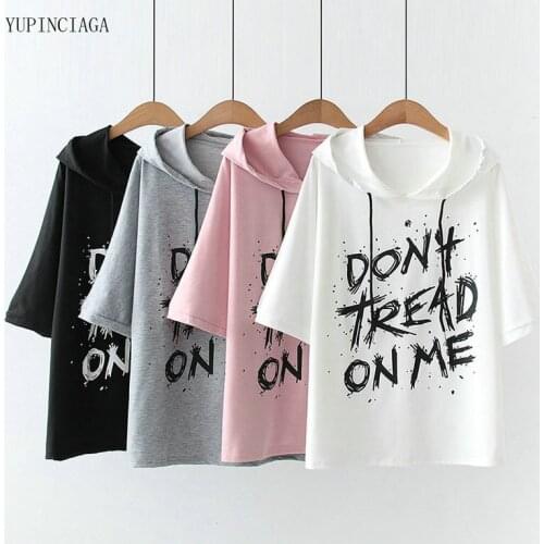 Women Sweatshirt Female Casual Letter Printing Harajuku Hoodie 2021 Summer New Short Sleeve Pullovers Tracksuit