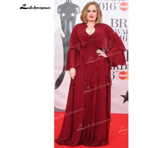 Robe de soirée femme 2021 Simple Red Wine Chiffon Long Sleeve Mother Of The Bride Dress mãe dos vestidos de noiva Lakshmigown