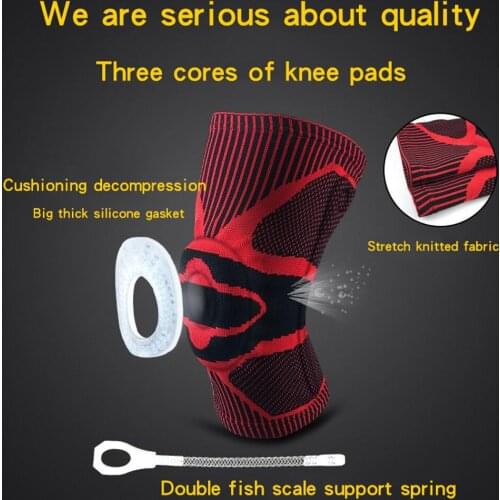 1pcs Support Compression Silicone Kneepad Spring Knee Brace Strap Patella Medial Protector Meniscus Protection Sport Running Gym
