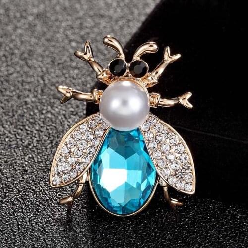 12pcs/lot Sale 2018 Fashion Blue Color bee brooches jewelry Collar Clip Dress Coat Decoration Animal Brooches For Friends Gift
