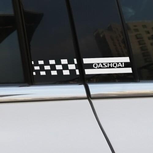 2PCS Auto Column Cover Film Reflective Window B Pillars Decor Stickers For Nissan Qashqai J10 J11 Car Vinyl Decals Accessories