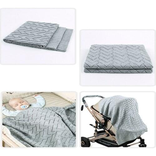 2020 New Autumn Winter Infant Baby Boy Girl Knit Blanket Pure Color Hollow Out Newborn Baby Quilt Boys Girls Hold Blanket