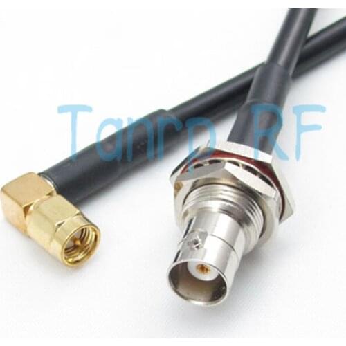 3FEET 1M RG58 extension cable 100CM RF connector Pigtail coaxial jumper cable BNC female nut bulkhead to SMA male right angle