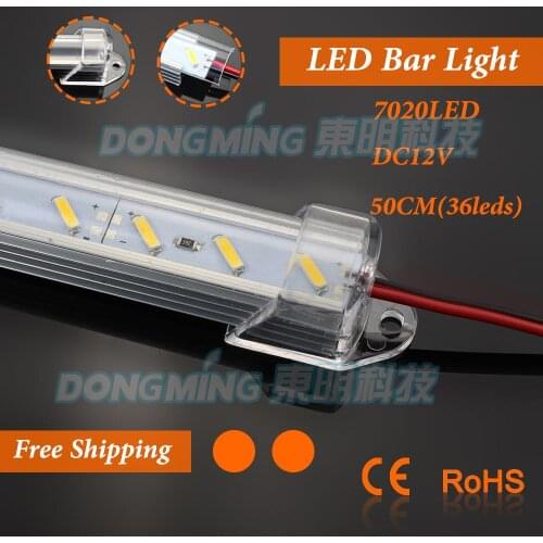 5pcs 0.5m 7020 Led hard strip 50cm luces led bar light 12V DC U Aluminum profile shell home kitchen under cabinet lighting tube