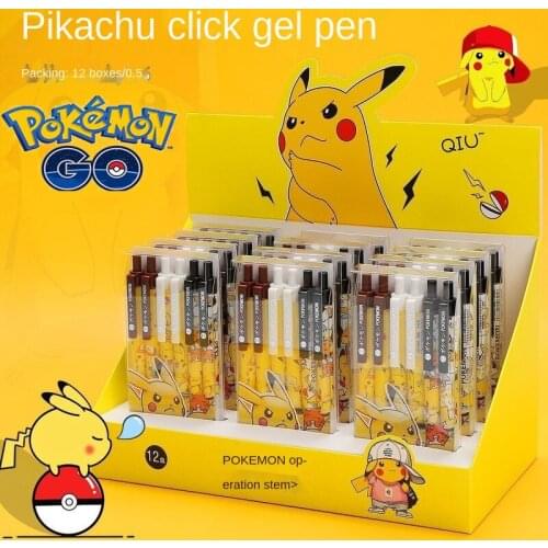 6pcs Pokemon Pikachu Anime Cartoon Gel Pen Student Press Core Black 0.5mm Ball Pen for School Stationery Office Writing Pen Gift