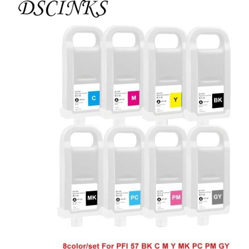 8Color set PFI 57 Empty refillable cartridge for Canon Pro 520 540 540s 560s printer with PFI 57 chip