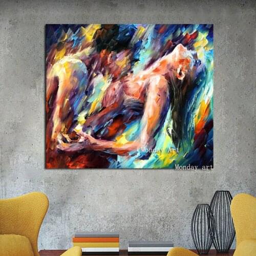 Unframed Pure Handpainted Ballet Dancer Abstract Modern Wall Art Picture Home Decor Gift Oil Painting On Canvas For Bedroom Wall
