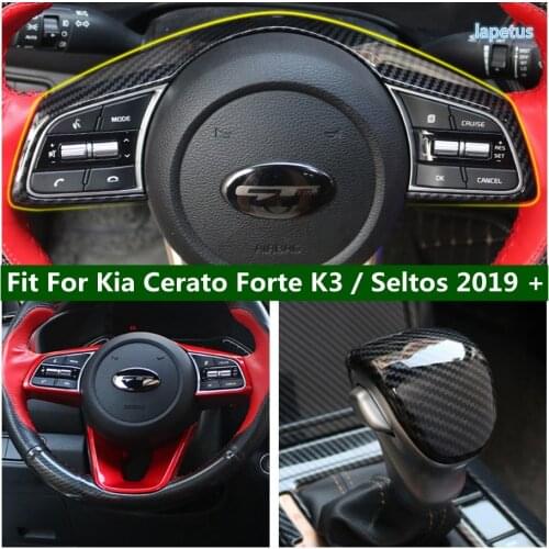 Carbon Fiber Style Interior Steering Wheel Decorative Frame Panel Cover Trim Accessories Fit For Kia Cerato Forte K3 2019 2020