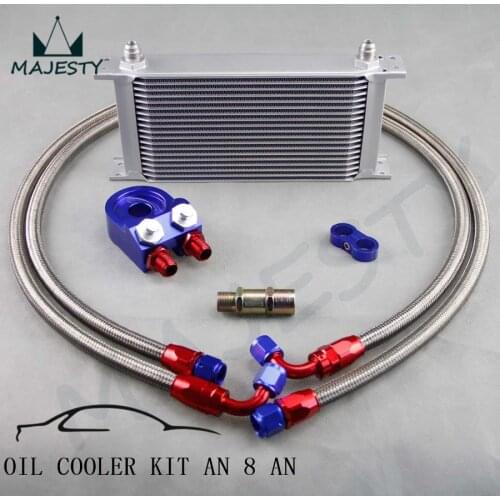 AN-8AN 19 ROW UNIVERSAL ENGINE TRANSMISSION OIL COOLER +FILTER ADAPTER AN8 KIT