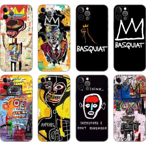 Black tpu case for iphone 5 5s se 2020 6 6s 7 8 plus x 10 XR XS 11 12 mini pro MAX back cover Jean Michel Basquiat