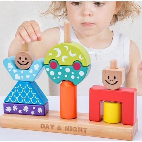 The new sun and moon day and night childrens building puzzle creative toy multi-functional building scenario