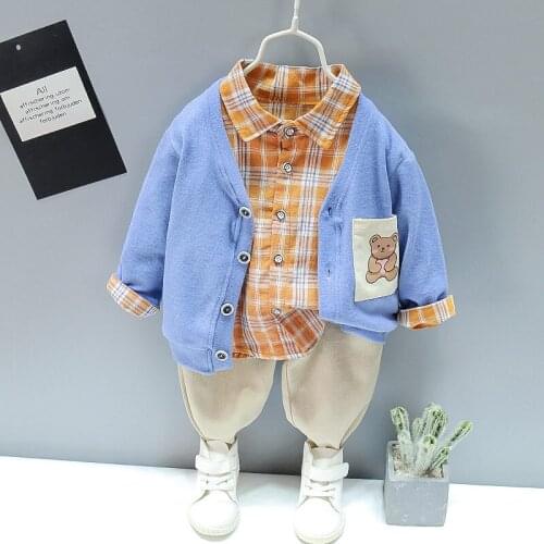 NEW Spring Baby Children Clothes Suit Boys Girls Gentleman Jackets Shirt Pants 3Pcs/Sets Kids Toddler Fashion Cotton Tracksuits