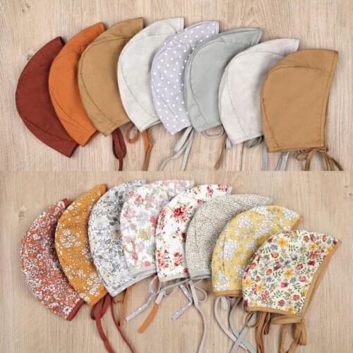1pc Newborn Baby Double Side Floral Vintage Hat Cotton Infant Props Cap Bonnet