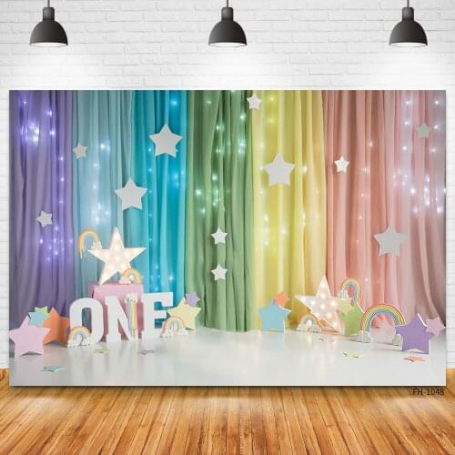 1st Birthday Party Silver Glitter Curtain Rainbow Backdrop For Newborn Baby Shower Photocall Photo Studio Photography Background