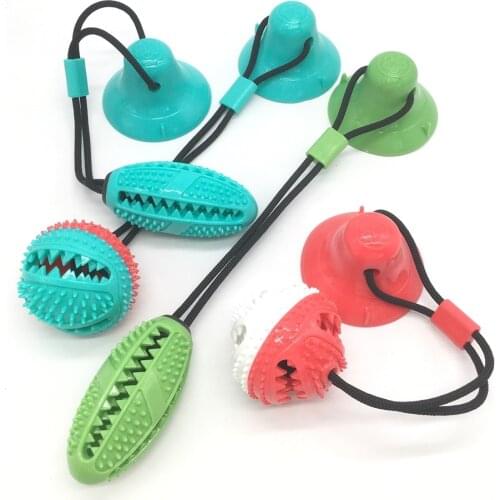 Dog Toys Silicon Suction Cup for Pet Dogs Tug Interactive Ball Toys For Pet Chew Bite Tooth Cleaning Toothbrush Dogs Food Toys