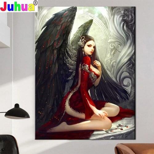Full Square/round 5D DIY Diamond Painting accessories"Black wings Angel" Drill Embroidery with diamond Cross Stitch Mosaic Decor