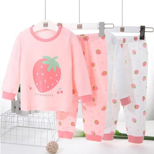 Girls Long Johns Sets Long Sleeve Pajamas Set Cotton Autumn Kids Girl Homewear Clothes 2-13Y Children Underwear Clothes