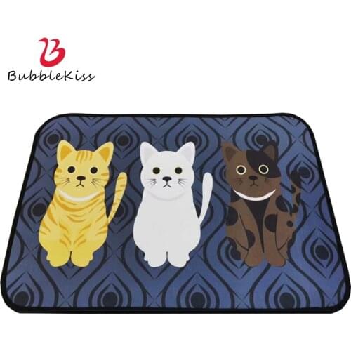 Bubble Kiss Cartoon Kitchen Carpet Cute Cat Pattern Floor Mat Home Long Strip Customized Rugs Anti Slip Water Absorption Doormat