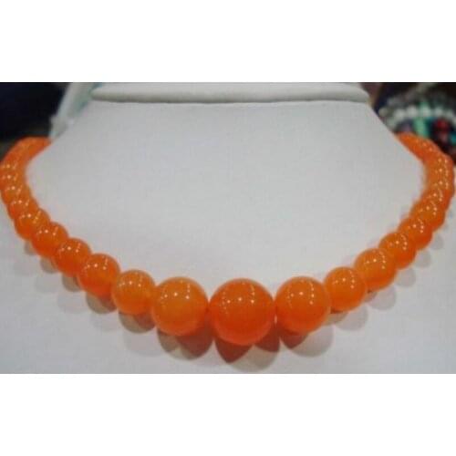 BEAUTIFUL 6-14 MM SIBERIAN ORANGE BEAD NECKLACE 18"AAA
