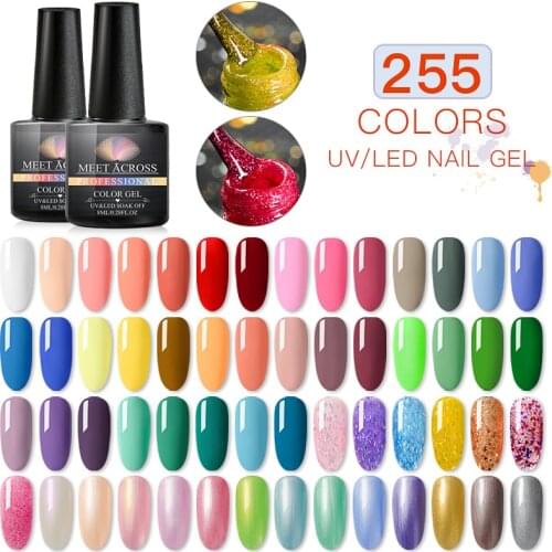 MEET ACROSS Gel Nail Polish 8ml Glitter Nail Lak Soak Off Pure Uv Gel Nail Polish Color Paint Gel Nail Varnish Gel Art Lacquer