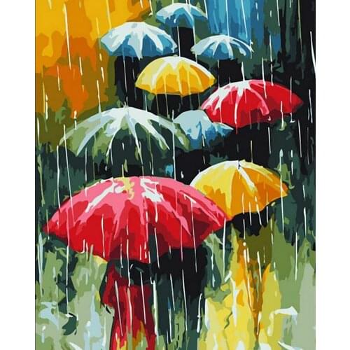 DIY 40X50 Oil Painting By Numbers Umbrella in the rain paint by numbers On Canvas Home Decor Digital Painting chrismas
