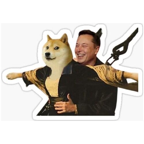 Dogecoin and elon musk Sticker