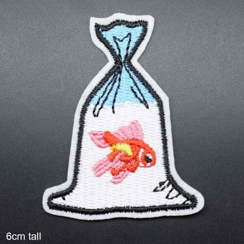 Fish In Bag Iron On Full Embroidered Clothes Patches For Clothing Stickers Garment Wholesale