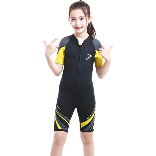 2.5MM Gilrs Scuba Neoprene Wetsuits Front Zipper Children Anti-UV Keep Warm Snokeling Diving Suit Surfing SwimWear Suit For Kids