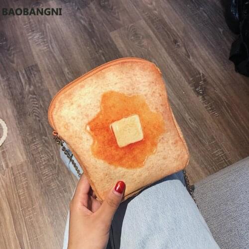 New Handbag Small Bread Pattern Shoulder Bag Funny Personality Crossbody Bag Diagonal Cute Chain Bag Fashion Messenger Bag