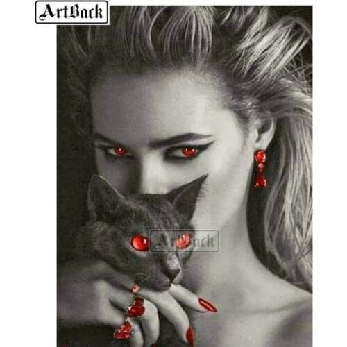 New Arrival 5D Diamond Painting Woman Cat Icon Full Square Drill Rhinestone 3d Diamond Embroidery Mosaic Artwork Home Decor