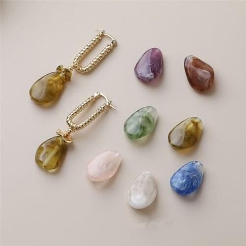 New style 50pcs/lot color print geometry Irregular shape resin Straight hole beads diy jewelry earring/garment accessory