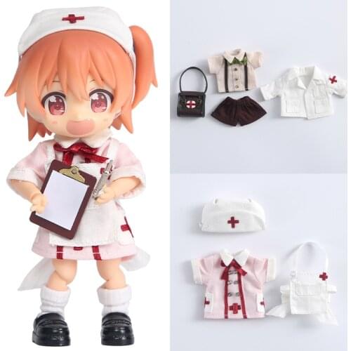 BJD Doll Clothes OB11 Clothes Doctor Nurse Suit Shirt Short Sleeve Shorts for Molly, 1/12bjd, GSC , Body9 Doll Accessories Toy