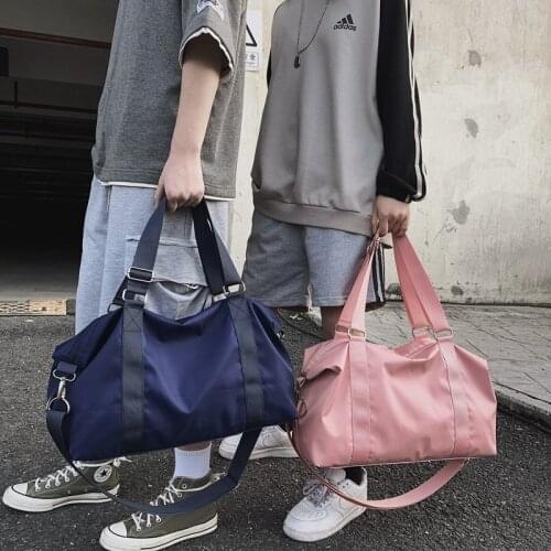 Solid Color Men Travel Bags Nylon Sports Gym Shoulder Bag Women Fitness Yoga Mat Crossbody Bag Portable Men Training Handbag