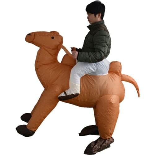 OOTDTY Camel Inflatable Suits Performance Costume Blow Up Outfit Adult Party Clothes Halloween Party Dress