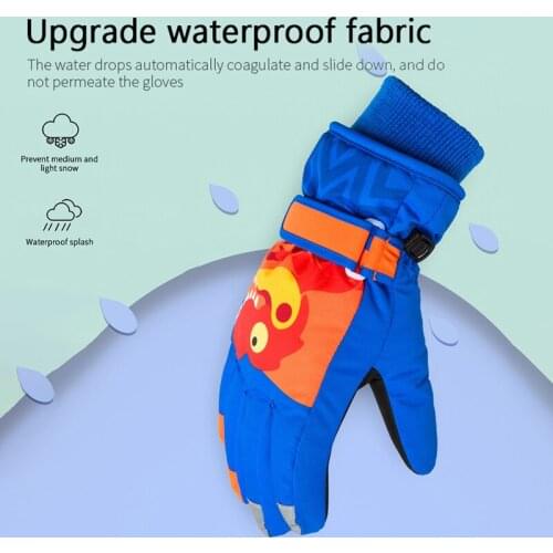 Children Gloves Ski Boys Winter Velvet Thick Warm Gloves Waterproof Cute Cartoon Students Riding Bicycles Outdoor Supplies