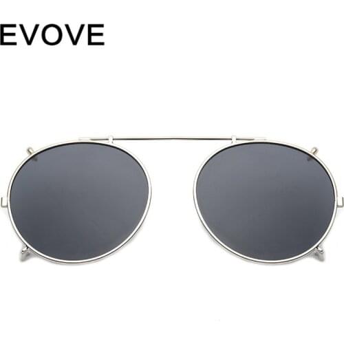 Evove Clip on Polarized Sunglasses Lens Round Mirrored Driving Glasses Lenses Anti Reflection Glare Myopia Diopter Driver