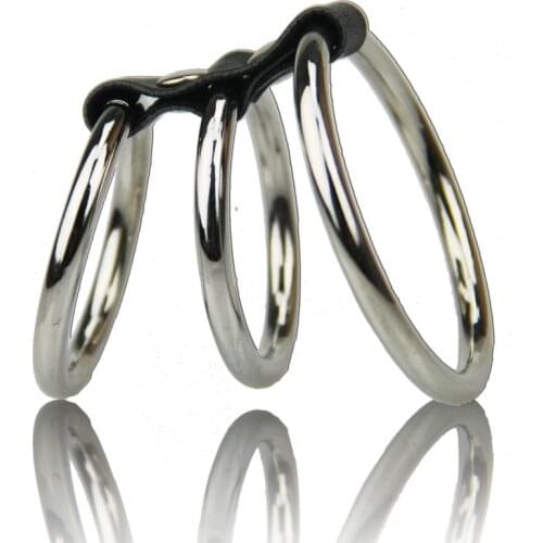 Lasting Triple Stainless Steel Donut Cock Ring delay products erection Clitoris gSpot squirt penis extend 3ring sex toys for man
